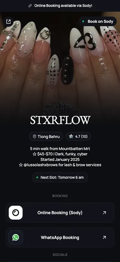 Salon booking page